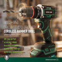 دريل مطرقة لاسلكي جرين لايون GD-13 Power Pro ببطارية 16V 2Ah - أخضر | Green Lion GD-13 Power Pro Cordless Hammer Drill 16V 2.0Ah Battery- Green