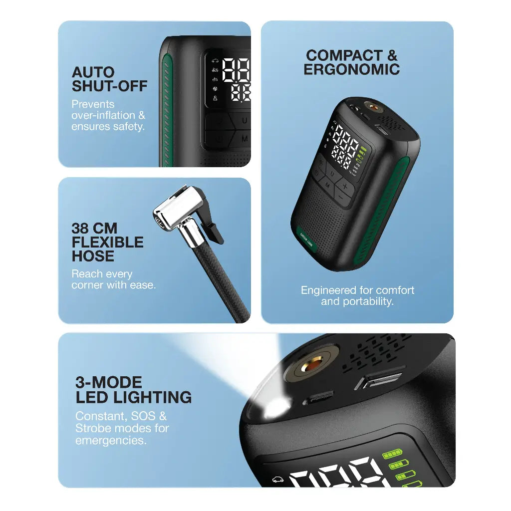 Green Lion GL-A4 Tire Inflator 150 PSI Black GNGLA4TINFBK - Detail 2