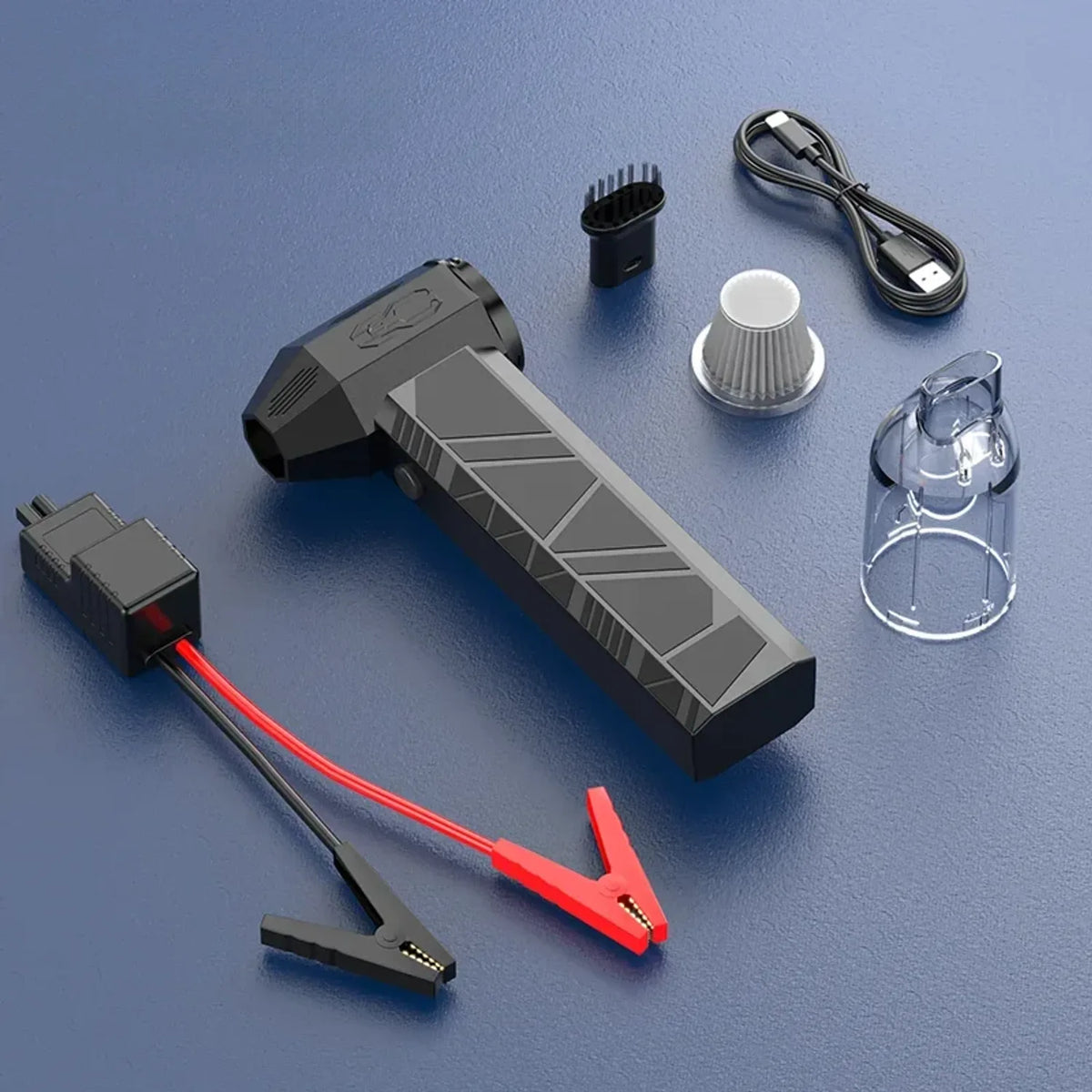 جهاز تشغيل سيارة جرين لايون JX-82 مع منفاخ ومكنسة وباور بانك 12000mAh - رمادي | Green Lion JX-82 Jump Starter – Blower, Vacuum, Power Bank 12000mAh – Grey