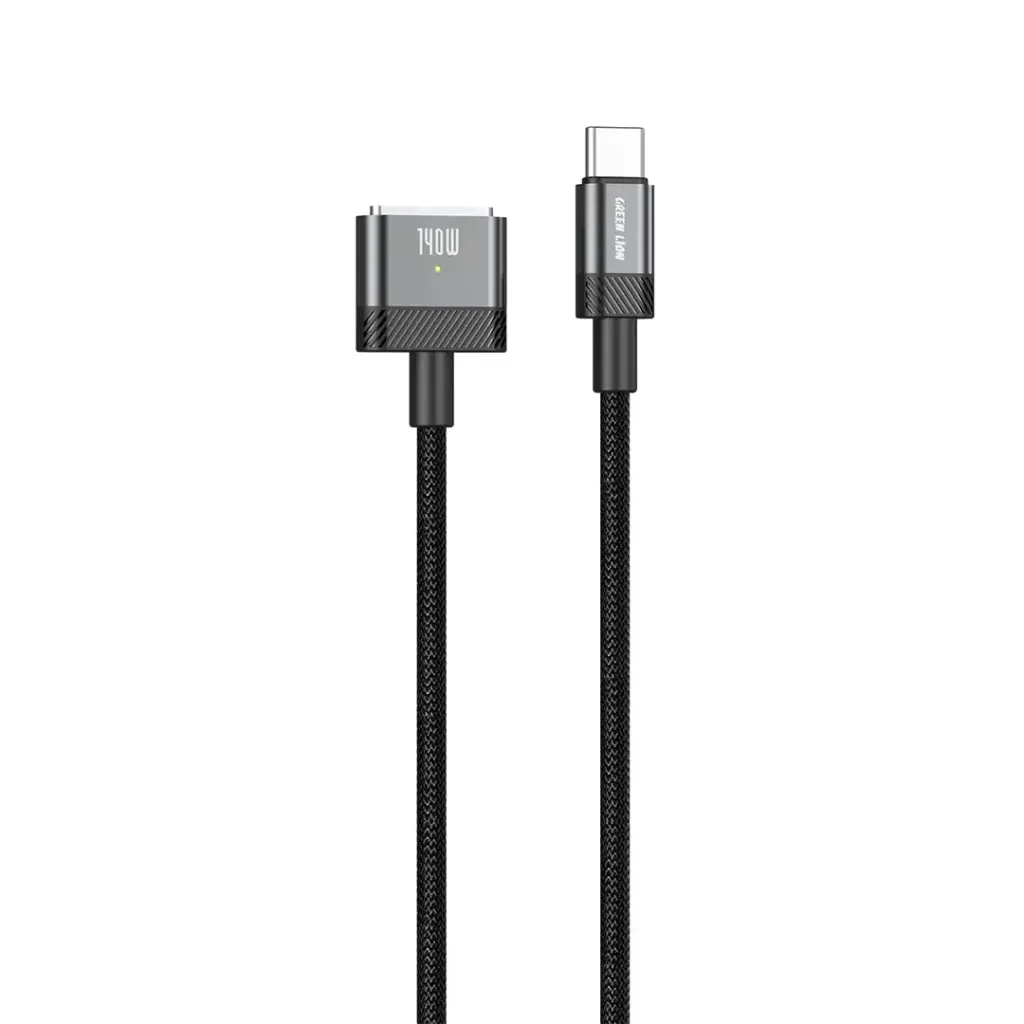 Kabloya Şarjkirinê ya Magnetîk a USB-C bo MagSafe 3 a Green Lion - Reş