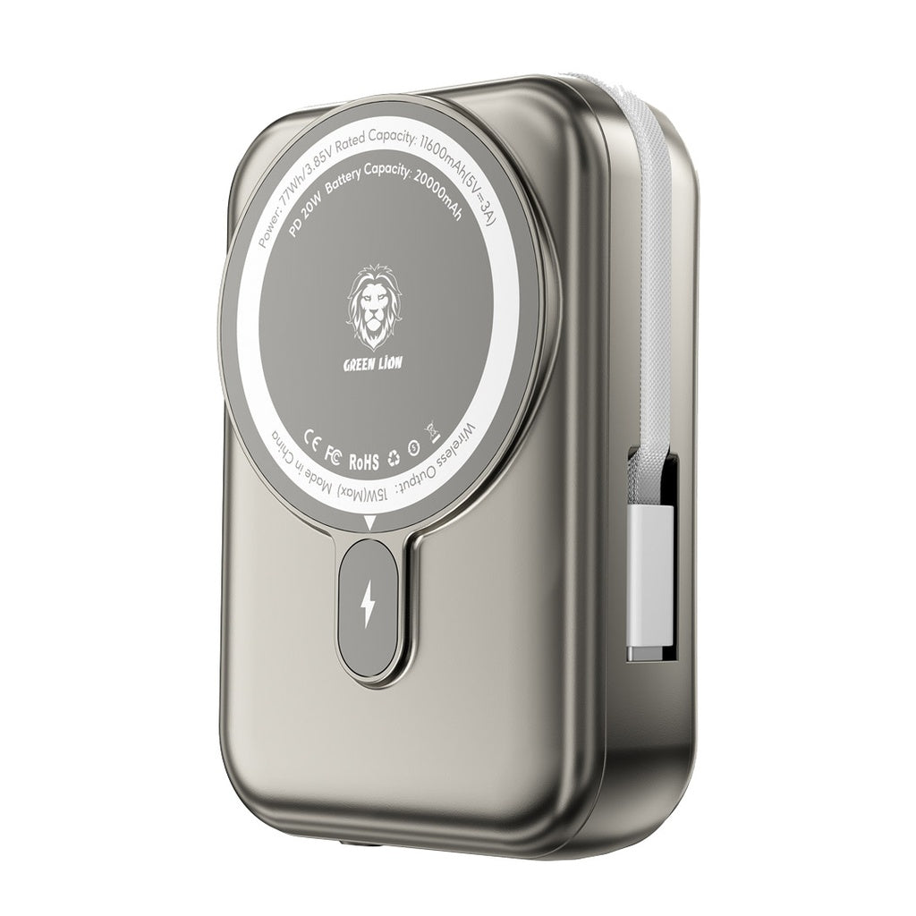 باور بانك جرين لايون موناكو ماج سيف بسعة 20,000 مللي امبير | Green Lion Monaco Magsafe 20000mah Power Bank