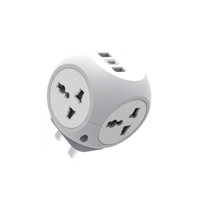 Green Lion Multi Port Travel Adapter – White | محول سفر متعدد المنافذ من Green Lion – أبيض