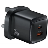 شاحن جداري جرين لايون PD وQC بقدرة 35 واط مع كيبل Type-C إلى Type-C بطول متر - أسود | Green Lion Wall Charger PD+QC signal channel 35W TC-TC cable 1m – Black