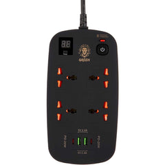 وصلة كهربائية جرين لايون ذكي متعدد المنافذ بقدرة 3500 واط وكيبل بطول 3 متر | Green Lion 4 AC 2 USB & 2 USB-C PD 40W Multiport Smart Power Socket 3500W (3M)