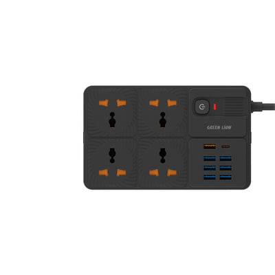 Green Lion Power Socket 7 USB-A Port & 1 PD Port - Black | مقبس طاقة جرين ليون 7 منافذ USB-A ومنفذ PD