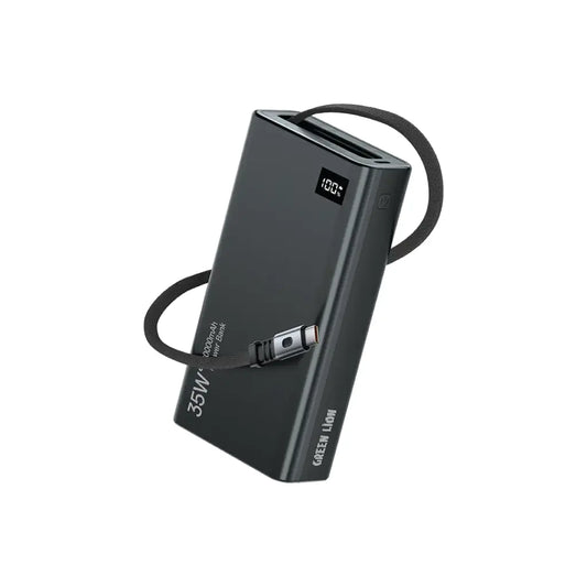 باور بانك جرين لايون القابل للسحب بسعة 20,000 مللي امبير و بقدرة شحن 35 واط | Green Lion Retractable 35W 20000mAh Power Bank