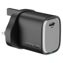 Green Lion Supra 45W UK Wall Charger – Black/Grey | شاحن حائط Green Lion Supra 45W UK – أسود/رمادي