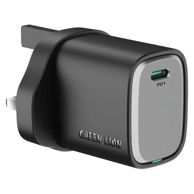 Green Lion Supra 45W UK Wall Charger – Black/Grey | شاحن حائط Green Lion Supra 45W UK – أسود/رمادي