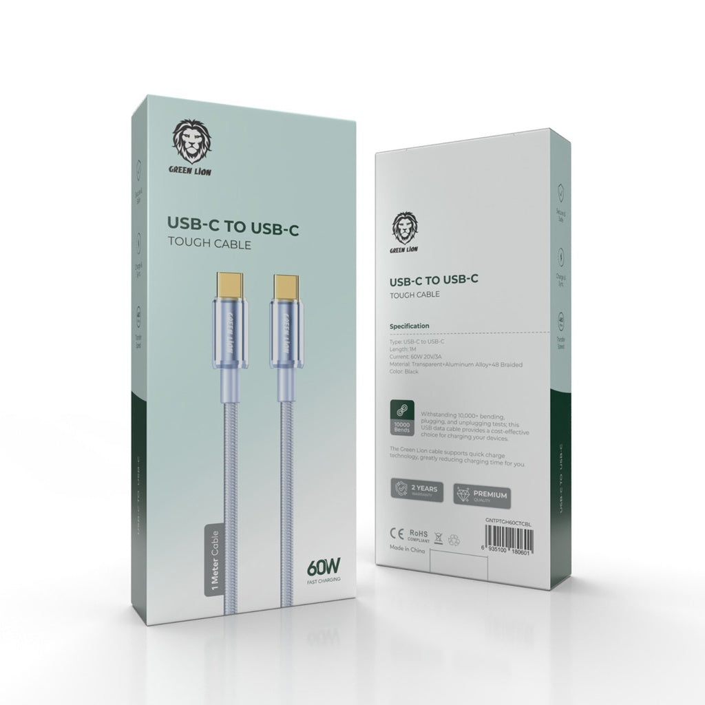Kabloya Destikê ya USB-C bo USB-C ya Green Lion, 1m, 60W