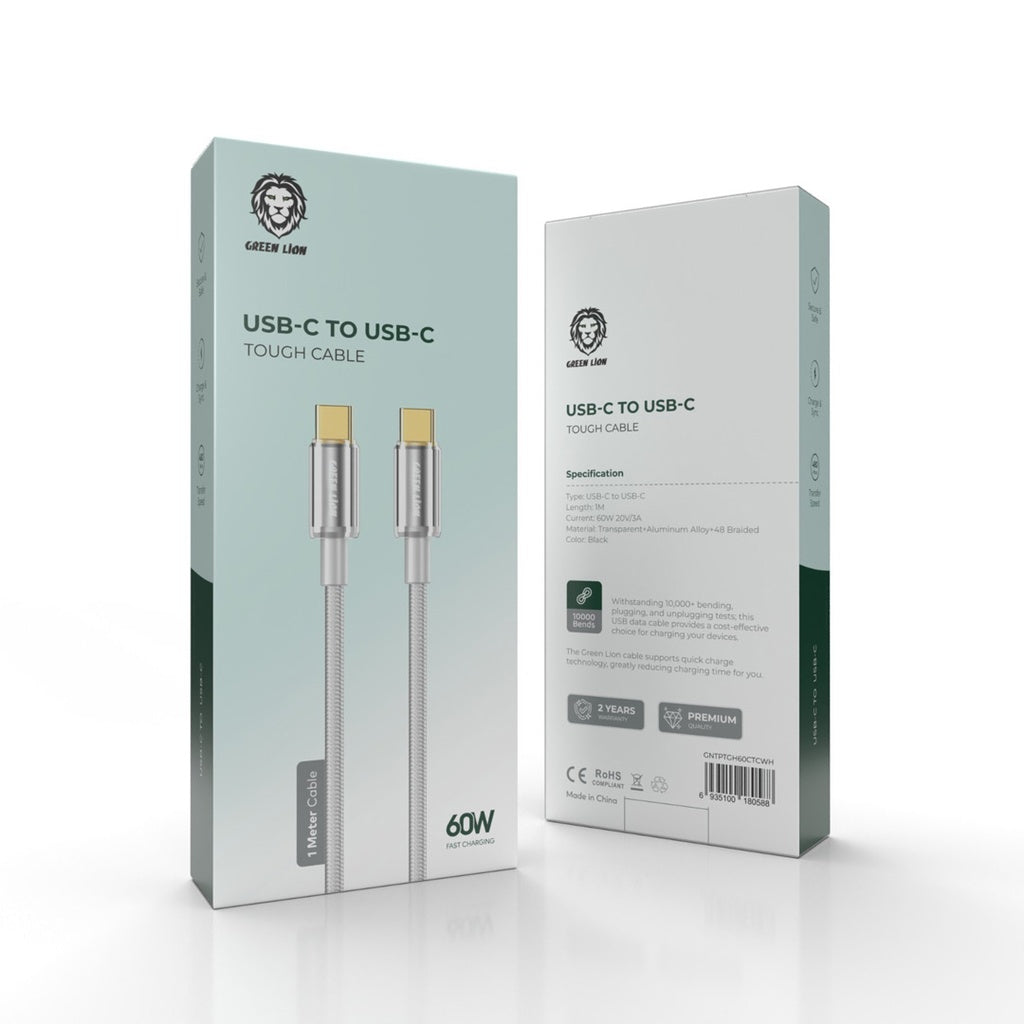 Kabloya Destikê ya USB-C bo USB-C ya Green Lion, 1m, 60W