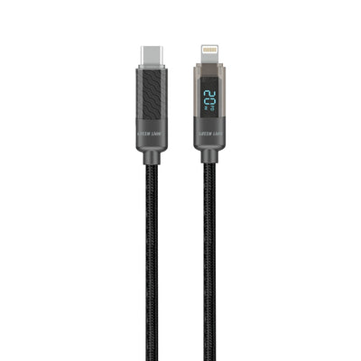 كيبل جرين لايون تايب سي الى لايتننغ بشاشة رقمية وبقدرة شحن 18 واط وطول 1 متر - اسود | Green Lion Digital Display Cable USB-C to Lightning 18W 1M - Black