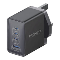 Promate GaNPort4-67PD Black 67W GaNFast wall charger with four ports - main view