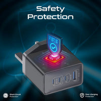 Promate GaNPort4-67PD Black wall charger plugged into a socket