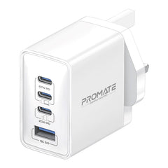 Promate GaNPort4-67PD White 67W GaNFast wall charger with four ports - main view