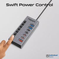 Promate GegaHub-10G in use on a desk with devices connected