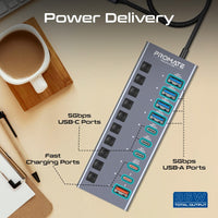 Promate GegaHub-5G seven data ports layout detail