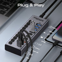 Promate GegaHub-5G individual power switches detail