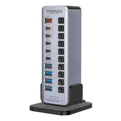Promate GegaTower-60W هب برج متعدد المنافذ USB-C بسرعة 5 جيجابت - صورة أمامية
