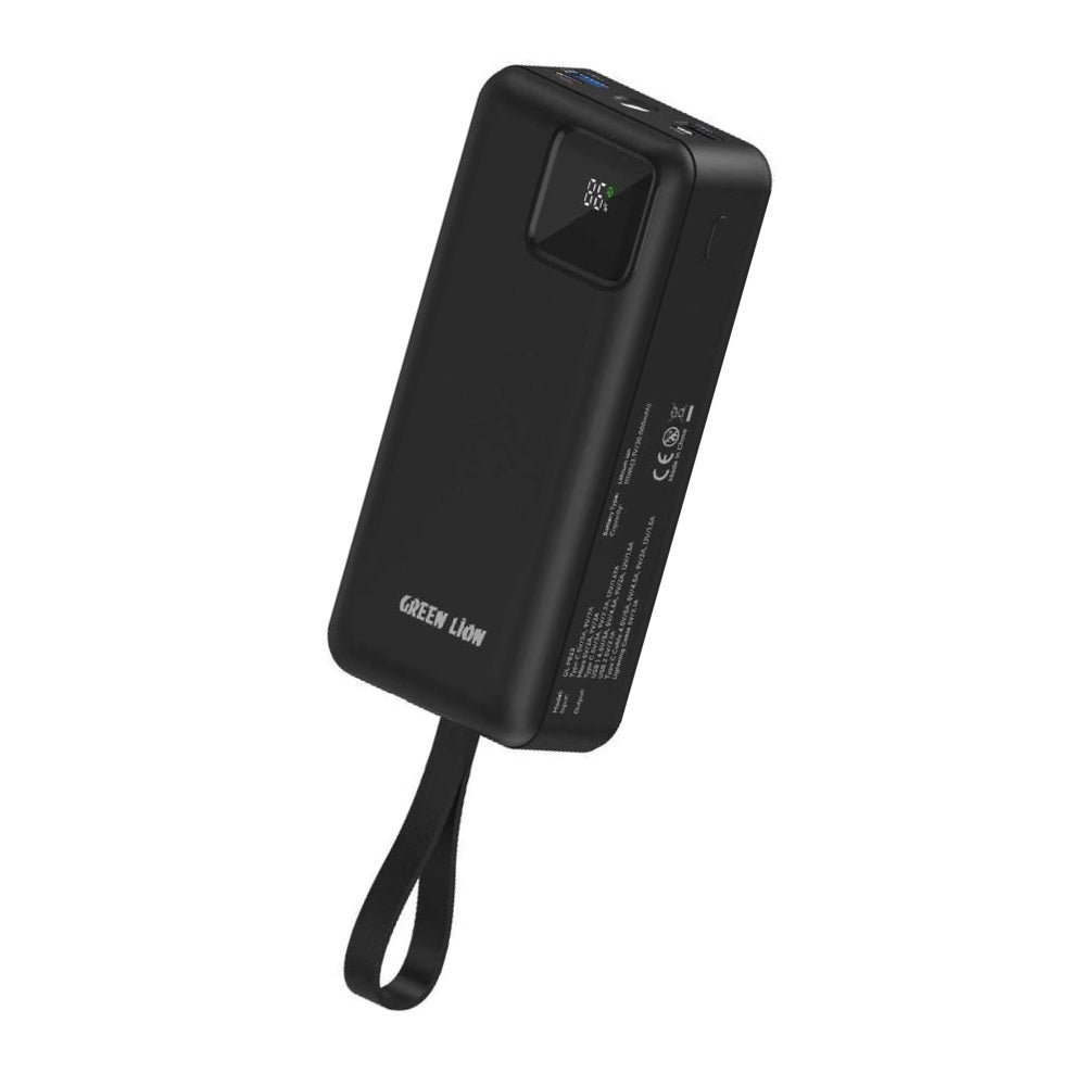 Bankeya Hêzê ya Green Lion Power Tank 30,000mAh bi Şarjkirina Bilez a 22.5W | Bankeya Hêzê ya Green Lion Power Tank 30000mAh PD 22.5W bi Kabloya Şarjkirina Bilez