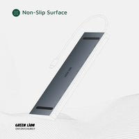 Green Lion 12 in 1 4K HDMI Ethernet USB-C HUB - Gray | هاب جرين ليون 12 في 1 مع HDMI 4K وإيثرنت - رمادي