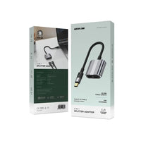 محول جرين لايون 2 في 1 تايب سي الى منفذي تايب سي - رمادي | Green Lion 2-in-1 Splitter Adapter Type-C to Dual Type-C – Gray