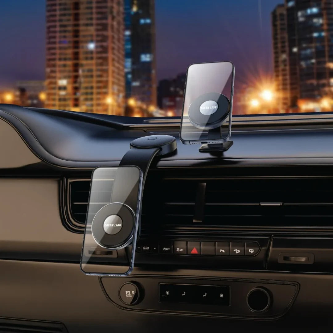 Girêderê Telefona Otomobîlê ya 2-di-1ê ya Green Lion a Magnetîk bi Zivirandina 360° - Reş