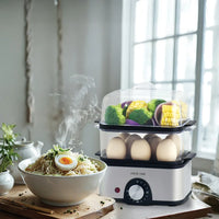 طباخة البيض جرين لايون 3 طبقات بقدرة 500 واط - رمادي | Green Lion 3-Tier Egg Cooker & Vegetable Steamer 500W – Gray