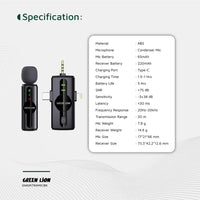 Mîkrofona 3-di-1ê ya Green Lion - Reş | Mîkrofona 3 di 1ê ya Green Lion GM-79X - Reş