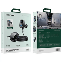 Green Lion 5-in-1 Multi-Port Car Charger Set – Black | مجموعة شاحن سيارة متعدد المنافذ 5 في 1 من Green Lion – أسود