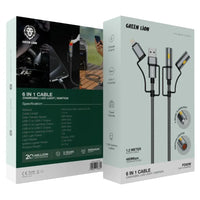 كيبل Green Lion 6 في 1 للشحن مع إضاءة LED وإشعال 1.2 متر 60 واط - رمادي | Green Lion 6 in1 Cable Charging, Led Light, Ignition - 1.2m PD 60W - Gray