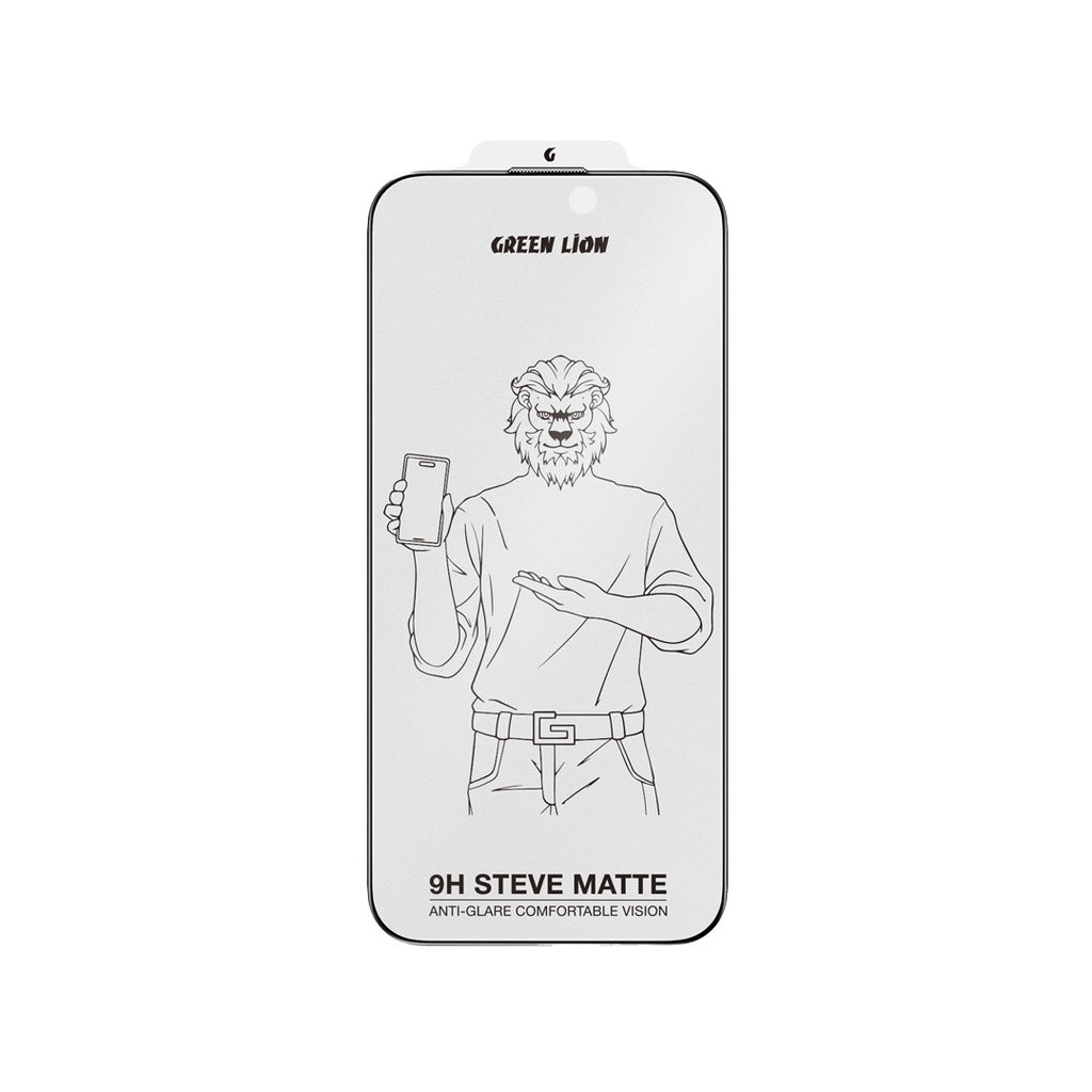 واقي شاشة جرين لايون 9H Steve للخصوصية لهاتف ايفون 16 برو ماكس - شفاف | Green Lion 9H Steve Matte AR Glass Protector for iPhone 16 Pro Max - Clear