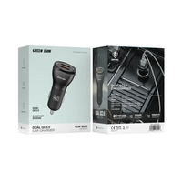 Green Lion Dual QC3.0 Car Charger 40W (QC 20W*2) USB-A to USB-C Cable 1M - Black | شاحن سيارة جرين ليون مزدوج بتقنية الشحن السريع 40 واط مع كيبل 1 متر - أسود