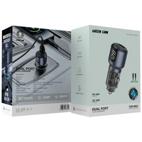 Green Lion Dual Port Car Charger PD+QC 75W – Grey | شاحن سيارة جرين ليون ثنائي المنفذ PD+QC 75W – رمادي
