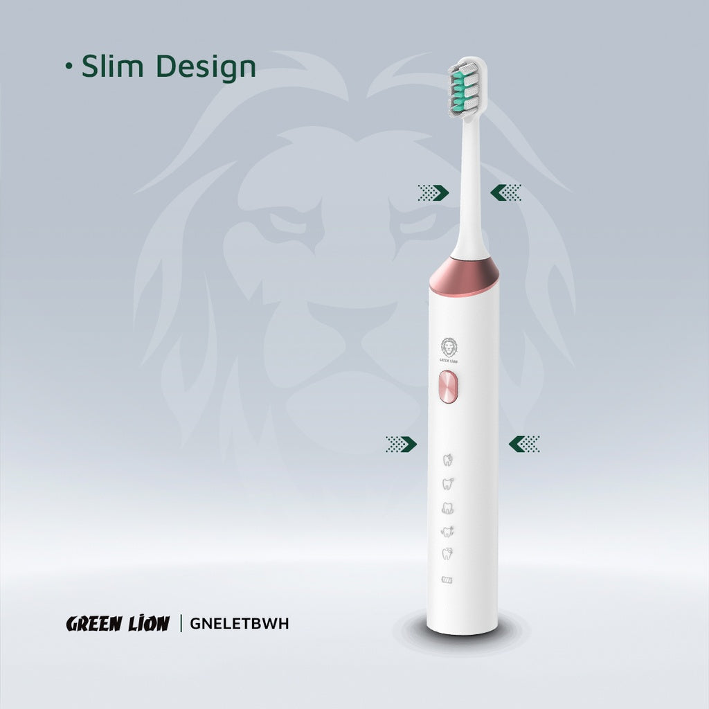 Firçeya Diranan a Elektrîkî ya Green Lion bi 5 Mod û 4 Serên Firçeyê - Ji bo Diranên Hesas.