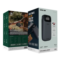 Green Lion Flex Power Jumper and Power Bank 10000mAh - Gray | جرين ليون جهاز بدء تشغيل وبنك طاقة 10000 مللي أمبير - رمادي