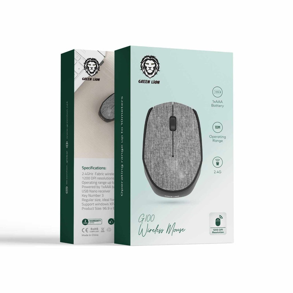 ماوس جرين لايون G100 اللاسلكي - رمادي | Green Lion G100 Wireless Mouse - Gray