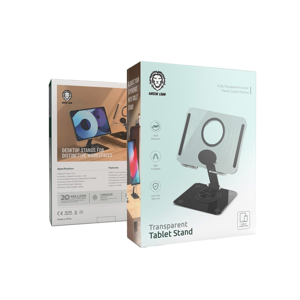 حامل جرين لايون الشفاف للاجهزة اللوحية - اسود | Green Lion Transparent Tablet Stand – Black