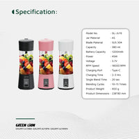 خلاط محمول من جرين لايون بسعة 380 مل | Green Lion Juice Mate Portable Juicer 380mL