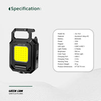 كشاف جرين لايون ميدالية قابل للطي باضائة قوية - اسود | Green Lion Keychain Light with Foldable Design - Black