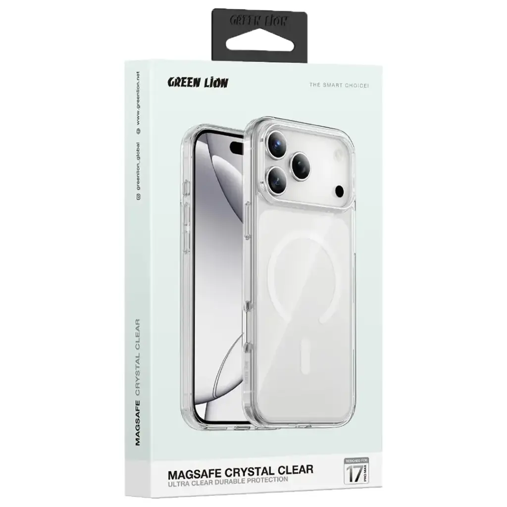 كفر جرين لايون ماغسيف لهاتف ايفون 17 برو ماكس - شفاف | Green Lion MagSafe Crystal Clear For iPhone 17 Pro Max - Clear