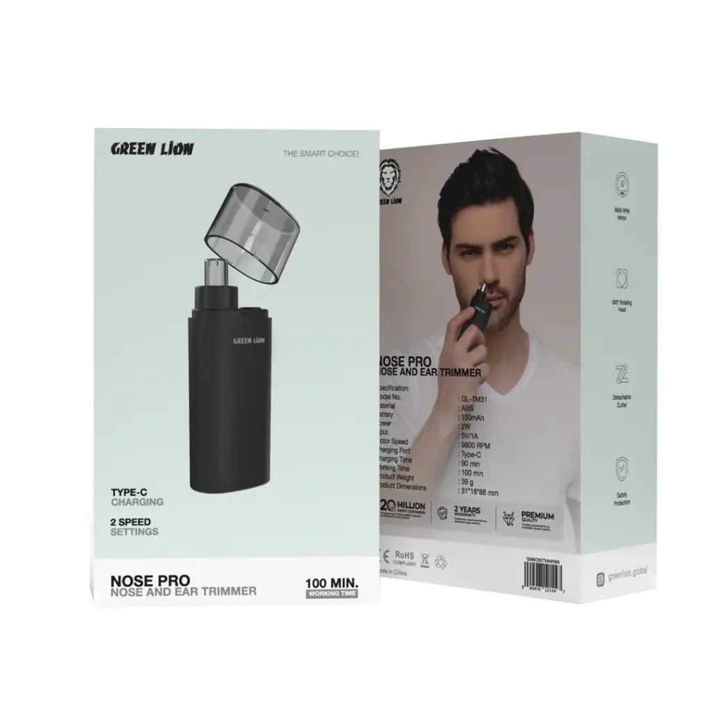 Green Lion Nose Pro Nose and Ear Trimmer - Black | ماكينة تشذيب جرين ليون نوز برو للأنف والأذن - أسود