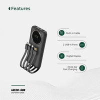 باور بانك جرين لايون باور بلس بقدرة شحن 22.5 واط اسود | Green Lion Power Pulse Power Bank 22.5W – Black