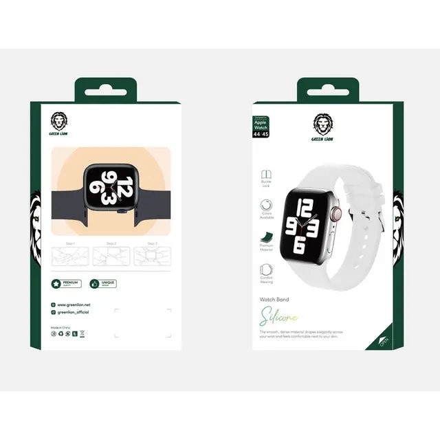 سوار جرين لايون سيليكون مع مشبك متوافق مع ساعات ابل 42/44/45 ملم | Green Lion Green Silicone Band with Buckle Watch Strap for Apple Watch 42/44/45MM