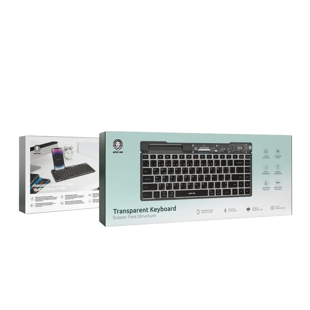 لوحة مفاتيح شفافة Green Lion - أسود | Green Lion Transparent Keyboard - Black