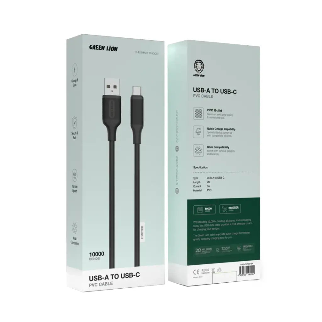 Kabloya PVC ya USB-A ber bi USB-C ya 2m ya Green Lion, Şarjkirina Bilez
