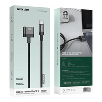 Kabloya Şarjkirinê ya Magnetîk a USB-C bo MagSafe 3 a Green Lion - Reş