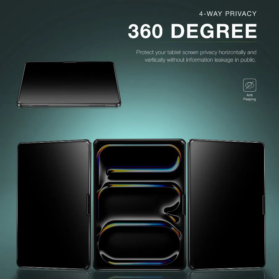 واقي شاشة جرين لايون لآيباد برو 13 وآير 13 بحماية خصوصية 360 درجة - أسود | Green Lion iPad Screen Guard 360° Privacy - Black - iPad Pro 13
