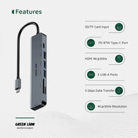 Green Lion 7-in-1 USB-C Hub Gray GN7N1CHUBGY - Detail 2