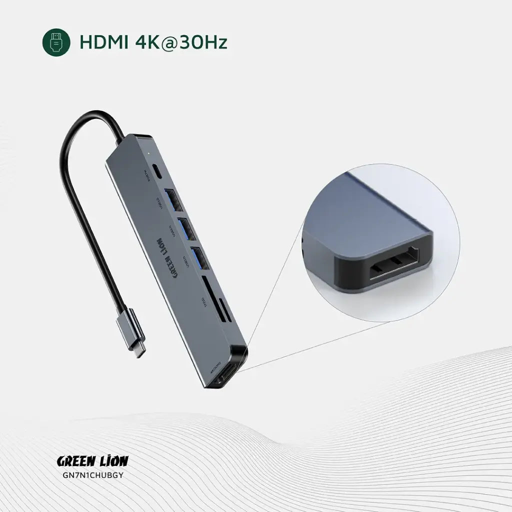 Green Lion 7-in-1 USB-C Hub Gray GN7N1CHUBGY - Detail 4