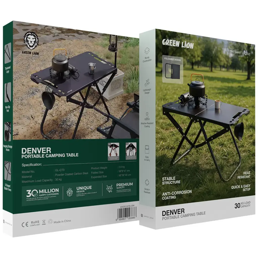 Green Lion Denver Portable Camping Table Black GNDECATBLEBK - Detail 2